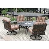 Farfalla 52 Inch Round Cast Aluminum Lounge Set With Cushion