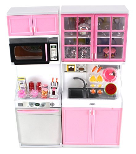 Modern Kitchen 16  Battery Operated Toy Kitchen Playset, Perfect for Use with 11-12