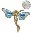 Goldtone and Blue Crystal Fairy Brooch Pin