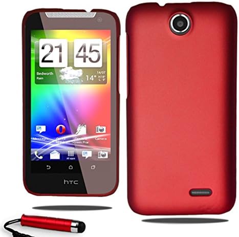 HTC Desire 310 Slim Hard Case Plastic Hybrid Cover Free Screen Protector & Stylus (Red)