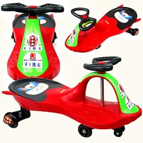 Red Firefighter Wiggle Ride-On Car by BatheAndBeauty
