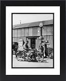 Framed Prints of Motor Bike At Pump from Mary Evans