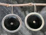 Bull horn earrings, 'Disco' 1 W 1.6 L