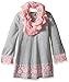 Beautees Girls' Big Solid Swing Dress Trim & Lace Scarf