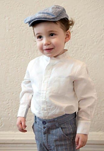 Boys Mandarin Collar Button Down Shirt (Baby) (3T, Off-White)