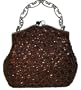 Beaded and Sequined Evening Handbag, Vintage-inspired Cluth W/chain, Elegant and Unique ! (Brown)