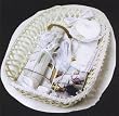 Baptism Gift Set - SPANISH - Rosary - Candle - Missal - Cloth - Shell - Wood Basket