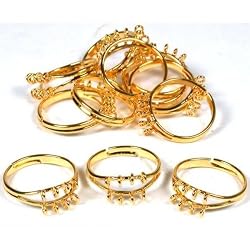 12 Gold Plated Finger Ring Jewelry Findings Charm Part