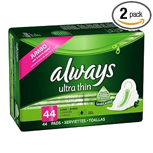  Always Ultra Long/Super with Wings, Thin Pads 44 Count(Pack of 2)