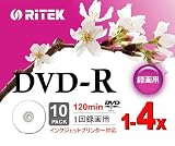 RiTEK V-R4X10PW DVD-R録画用 120min 1回録画用 4倍速 プリンタブル 白 スリムケース 10枚入り V-R4X10PW