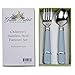 Golden Rabbit Enamelware Baby Toddler Kid Flatware Set (Blue)