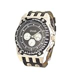 Mens DECORATIVE Sub Dial Cuff Leather Like Analog Watch