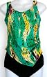 Alicia Simone Missy and Plus Size 1 Piece Handkerchief Tankini Swimsuit - Aqua Animal . Sizes 8-24
