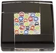 Murano Glass Paperweight, Embedded Circular Millefiori, Black, Gift Boxed