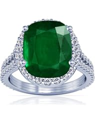 14K White Gold Cushion Cut Emerald Ring With Sidestones (GIA Certificate)