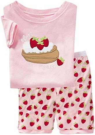 Kidsmall "Strawberry" Baby Girls Short Sleeve Pajama Set 100% Cotton(2t, pink2)