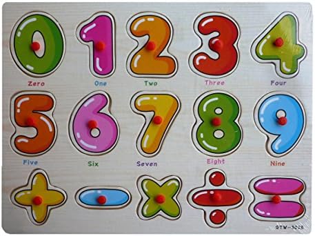 ZKB Teach Kids to Count Puzzle Jigsaw Number Toy Wooden Game with Knobs Boys Girls Nursery