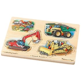 Click here to buy Melissa and Doug Deluxe Wooden Construction Sound Peg Puzzle by Melissa & Doug.