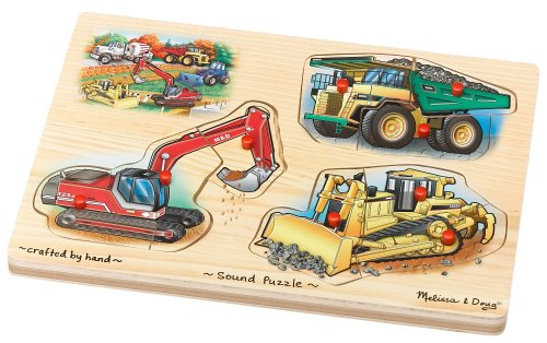 Childrens Toyshop  Toys : Melissa & Doug Deluxe Wooden Construction Sound Peg Puzzle