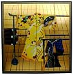 Asian Art & D&eacute;cor - 72" x 72" Japanese Kimono Motif Gold Leaf Decorative Screen Room Divider