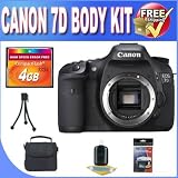 Canon EOS 7D 18 MP CMOS Digital SLR Camera with 3-Inch LCD (Body Only) + 4GB CF Memory + Deluxe Case w/Strap + LCD Screen Protectors + Accessory Saver Bundle!