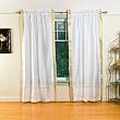 White 84-inch Rod Pocket Sheer Sari Curtain Panel (India) - Pair