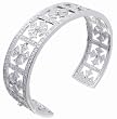 Sterling Silver CZ Lined Fashion Cross Cuff Bracelet