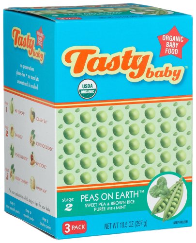 Tastybaby Frozen Organic Baby Food, Peas On Earth, 10.5-Ounce Boxes (Pack of 6) by Tastybaby