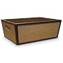 Storage Basket with Handles - Rectangular Brown Woven Fiber