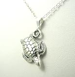 Gliding Sea Turtle New Sterling Silver Charm Chain Necklace Ocean Theme Jewelry