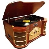 Pyle Home PTCDS2UI Classical Turntable with AM/FM Radio/ CD/ Cassette/ USB Recording and iPod Player
