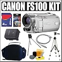 Canon FS100 Flash Memory Camcorder Plus Deluxe Accessory Outfit - Canon ACANFS100K2