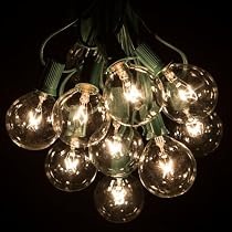 Big Sale 100 Foot Globe Patio String Lights - Set of 100 G50 Clear Bulbs with Green Cord