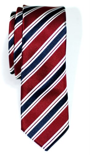 Retreez Stripe Woven Men's Tie - Red And White Stripe Pattern, 100% Polyester, 58 Inches Long