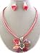 Fashion Jewelry ~ Metal Flower Pink Murano Glass Necklace and Earrings Set
