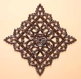 Beautiful Ancient Indian Style HAND CRAFTED WOODEN Diamond Shape WALL PLAQUES (Set of 4)