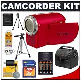 Zeikos Digital Video Camcorder with Color Preview LCD Screen (Red) + 2GB Card + Case + Batteries + Tripod + Accessory Kit