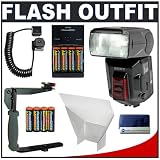 Sony Alpha HVL-F56AM Flash + NiMH Rapid Charger + Rechargeable Batteries + BONUS Extra 4-Pack 2700mAh Rechargeable Batteries + Flash Bounce Reflector + TTL Flash Cord + Stroboframe 350 Flash Bracket