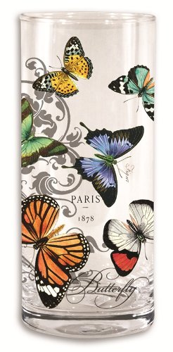 Michel Design Works Butterflies Glass Vase, 4 by 9-Inch
