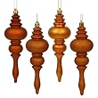 8ct Burnt Orange 4-Finish Regal Shatterproof Finial Christmas Ornaments 7"