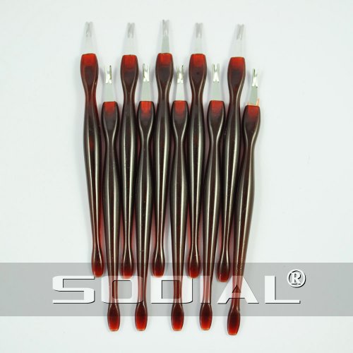 SODIAL(R) 10 X Cuticle Pusher Trimmer Remover & Round Tail Pedicure Manicure Nail Art Tool