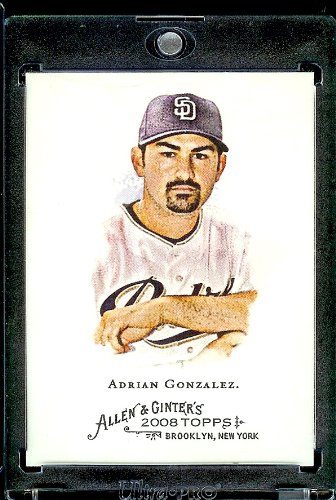 2008 Topps Allen and Ginter # 14 Adrian Gonzalez ( San Diego Padres ) MLB Baseball Card in Protective Display Case!