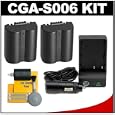 (2) CTA CGA S006 Rechargeable Li ion Batteries + Mini Battery Charger + Cleaning Kit for Panasonic Lumix DMC FZ7, FZ8, FZ18, FZ28, FZ30 & FZ50 Digital Cameras by CTA