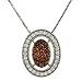 Oval Pave & Champagne Diamond Pendant on Chain .75cttw