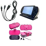 Pink Leather Case for Sony PSP + Psp 2-in-1 Usb Data Transfer / Charger Cab ....
