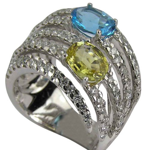 Multi Color Sapphire Diamond Ring - 8 Multi Color Sapphire Diamond Ring - 8