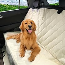 Pet Magasin Luxury Pet Seat Cover for Car Seats - Hammock Style Cover Protects Car Back Seats from Dog Fur, Mud, Scratches - New Beige
