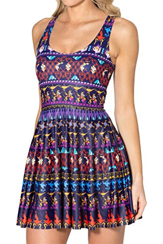 Women Summer Pleated Knee-length Hot Print Reversible Skater Dress