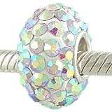 511KFmKSZvL. SL160  Sterling Silver Jewelry: Sterling Silver European Charm Bead with Aurora Borealis Crystal PAVE