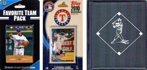 MLB Texas Rangers Licensed 2010 Topps Team Set and Favorite Player Trading Cards Plus Storage Album